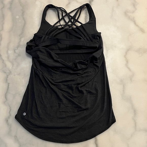Lululemon Athletica Black Strappy Tank Top with Built in Bra with Removable Pads - Picture 3 of 5